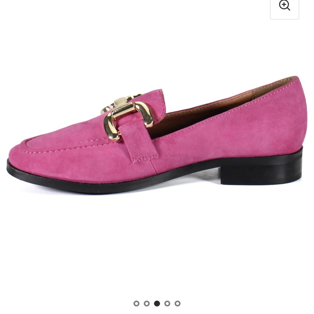 Women’s Pink Suede Slip-On Loafers with Gold Accent - Picture 4 of 13